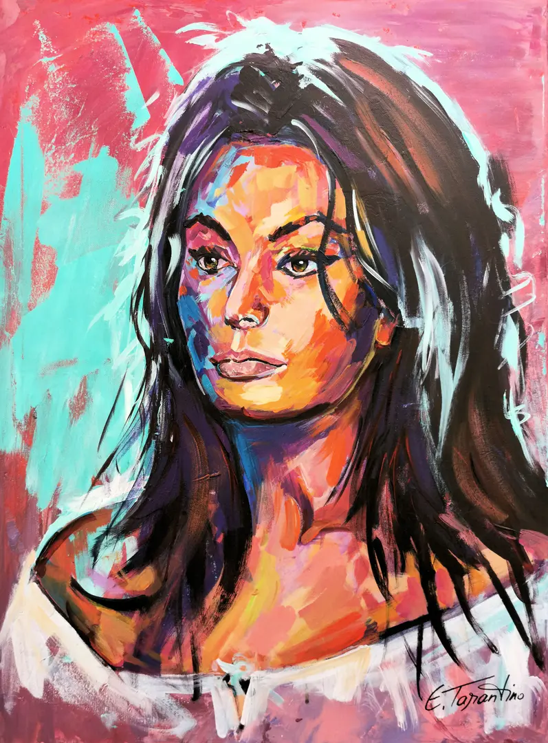 Sophia Loren Portrait - Italienische Filmdiva Acrylbild auf Leinwand 60x80cm von Arte Tarantino